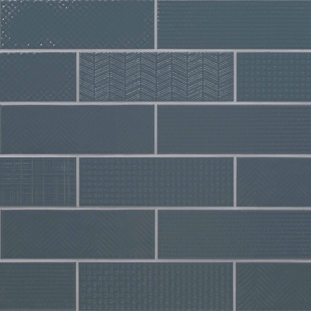 Msi Urbano Navy 3D Mix 4 In. X 12 In. Glossy Ceramic White Textured Subway Tile, 30PK ZOR-PT-TR-0203
